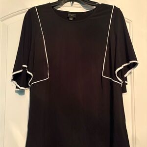 Worthington Elegant Black Blouse with White Accents